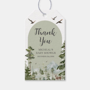 Boy Pine Tree Forest Mountain Baby Shower Gift Tags