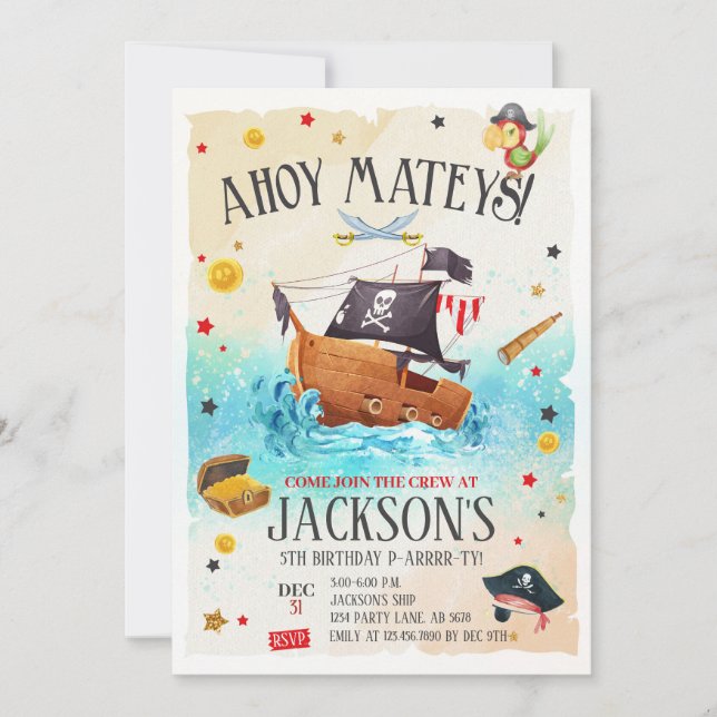 Boy Pirate Invitation Anniversaire (Devant)