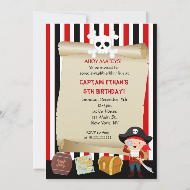 Boy Pirate Invitations d'anniversaire (Devant)