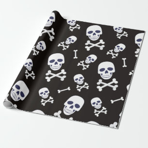 Boy pirate-themed Black Skulls Wrapping Paper