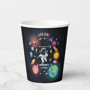 Boy Planet Alien Stars Space galaxy 1st Birthday Paper Cups