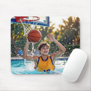 Boy Playing Basketball In a Swimming Pool Mouse Pad