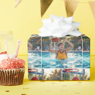 Boy Playing Basketball In a Swimming Pool Wrapping Paper