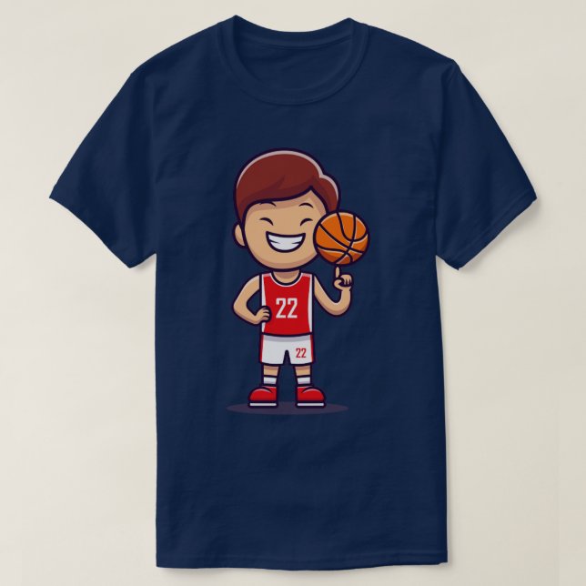Boy Playing Basketball T-Shirt (Design Front)