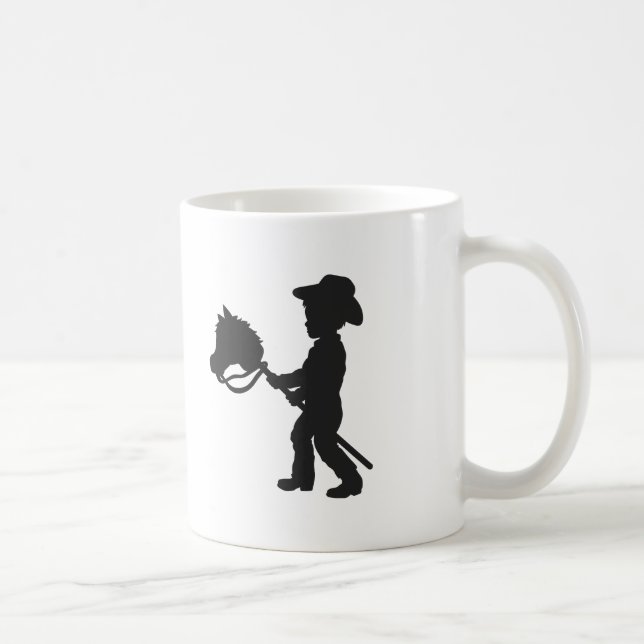 Boy Playing Cowboy - Choose background colour Coffee Mug (Right)