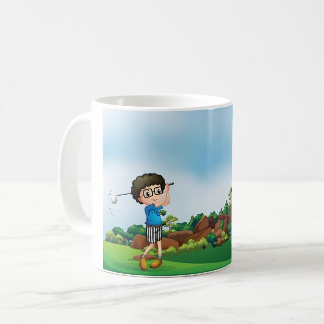 Boy Playing Golf Coffee Mug (Front Left)