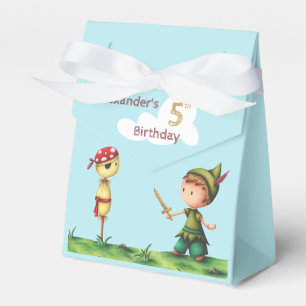 Boy Playing Pirates with Scarecrow Pirate Birthday Favor Box