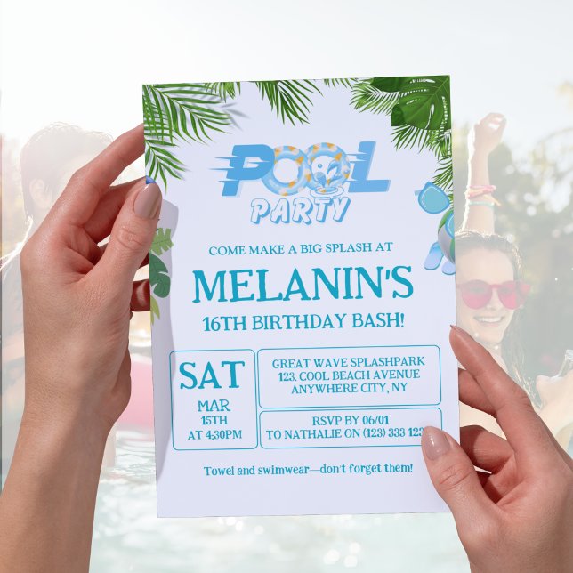 Boy Pool Party Invitation – Cool Dude Birthday (boy pool party invitation, cool dude birthday)