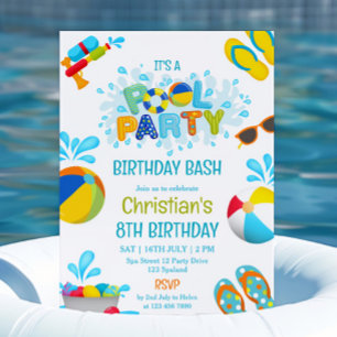 Boy Pool Party Invitation d'anniversaire