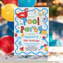 Boy Pool Party Summer Tropical Swimming Birthday