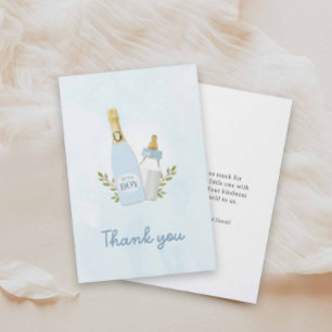 Boy Poppin Bottles Baby Shower Thank you Card