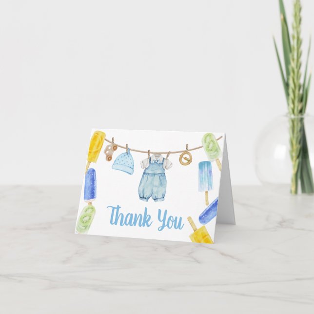 Boy Popsicle Baby Shower Thank You Card (Front)