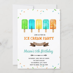 Boy popsicle ice cream theme Invitation