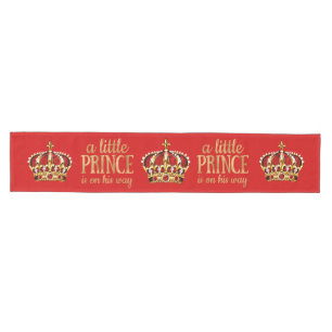 Boy Prince is on his way Royal Red Gold Crown Medium Table Runner