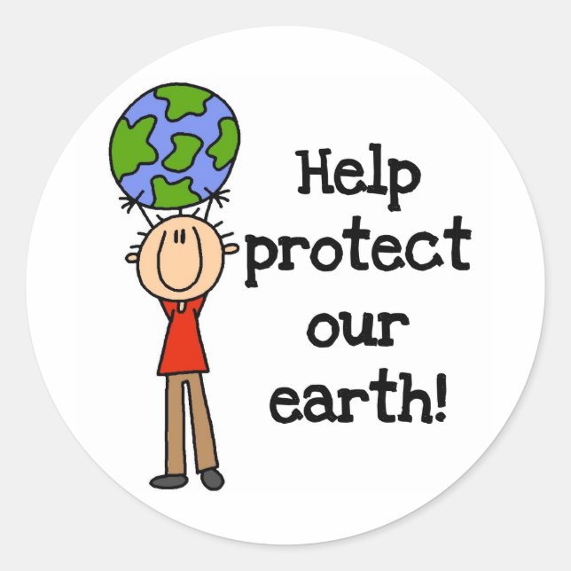 Boy Protect Our Earth T-shirts and Gifts Classic Round Sticker (Front)