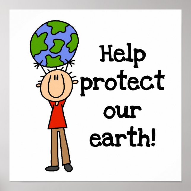 Boy Protect Our Earth T-shirts and Gifts Poster (Front)
