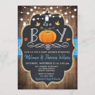 Boy Pumpkin Fall Baby Shower Invitation