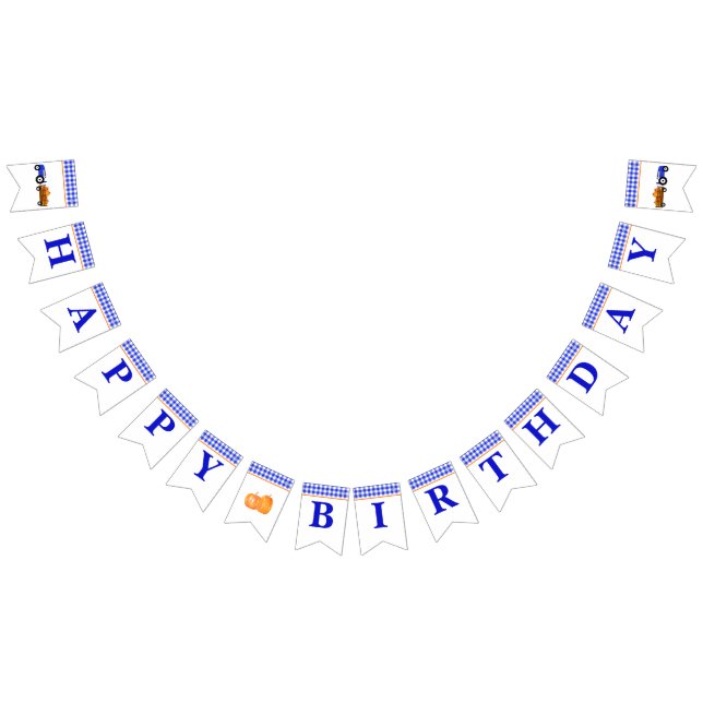 Boy Pumpkin Patch Tractor Blue Birthday Banner (All)