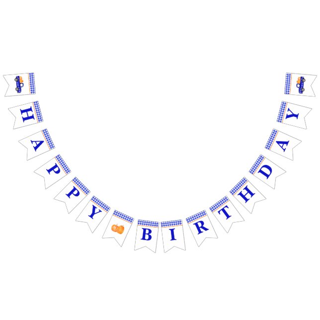 Boy Pumpkin Patch Truck Blue Happy Birthday Banner (All)