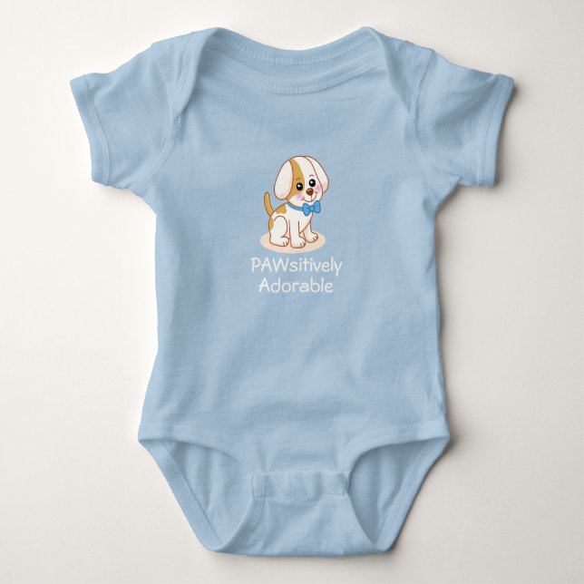 Boy Puppy Dog with Blue Bow Tie Bodysuit (Front)