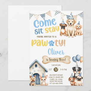 Boy puppy / dogs birthday party invitation. invitation