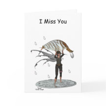 Boy Rain Fairy With Leaf Folded Greeting Card