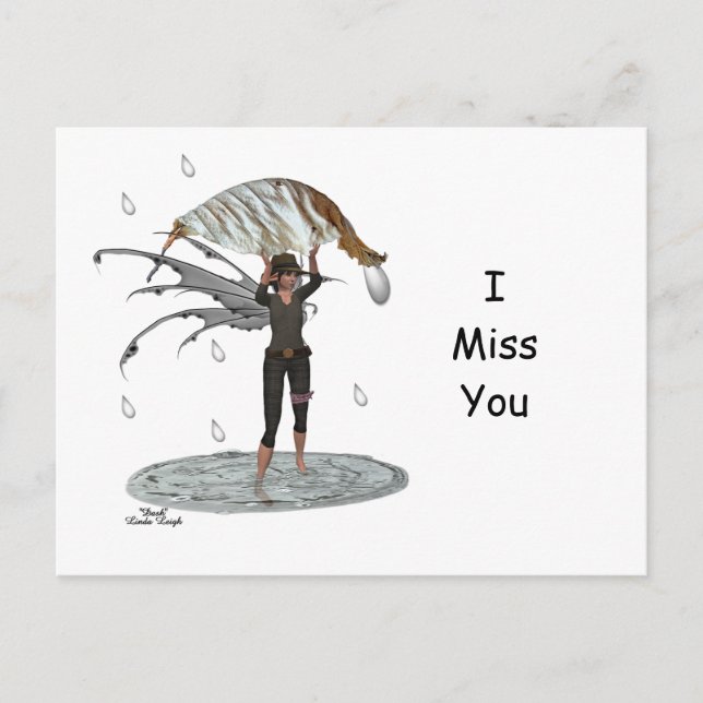 Boy Rain Fairy With Leaf Postcard (Front)