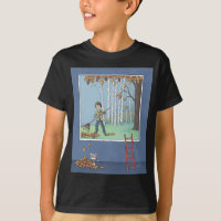 Boy raking leaves  T-Shirt