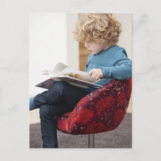 Boy reading a book postcard (Front)