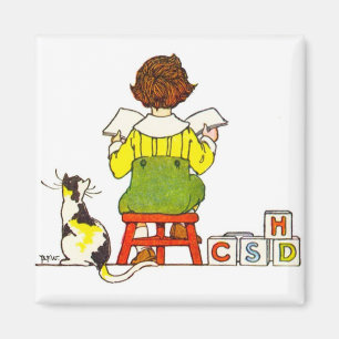 Boy reading magnet