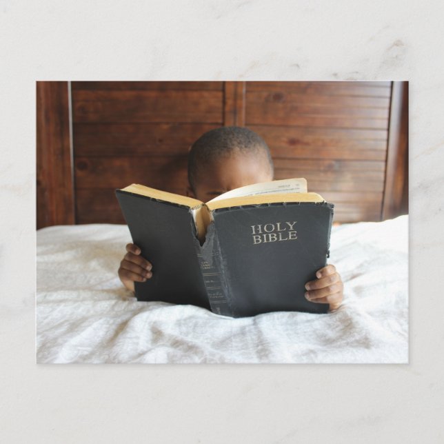 Boy Reading the Holy Bible Postcard (Front)