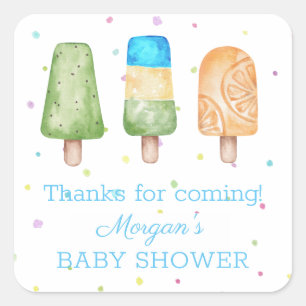 Boy Ready to Pop Summer Baby Shower Favour Square Sticker