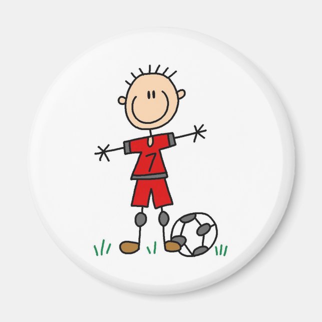 Boy Red Uniform Soccer Magnet (Front)