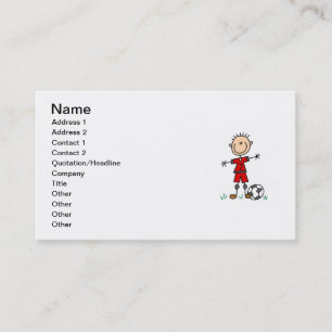 Boy Red Uniform Soccer Player T-shirts and Gifts Business Card
