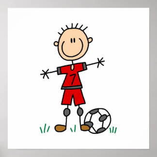 Boy Red Uniform Soccer Player T-shirts and Gifts Poster