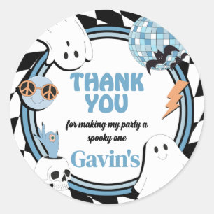 Boy Retro Ghost Halloween Birthday Classic Round Sticker