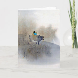 Boy Riding a Cow and Blowing a Flute, Seitei Card