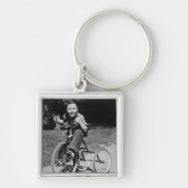 Boy Riding Tricycle Keychain (Front)