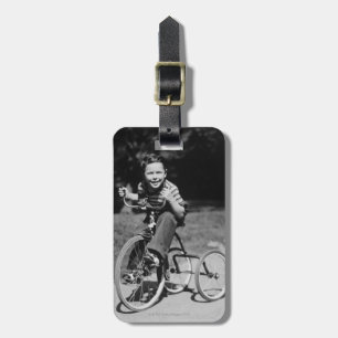 Boy Riding Tricycle Luggage Tag