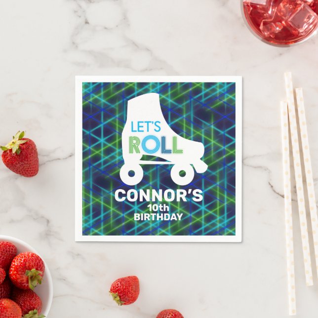 Boy Roller Skating Birthday Let's Roll  Napkin (Insitu)