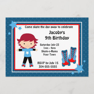 Boy Roller Skating Birthday Party Invitation