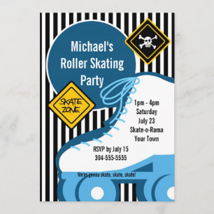 Boy Roller Skating Birthday Party Invitation