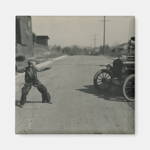 boy roped car magnet