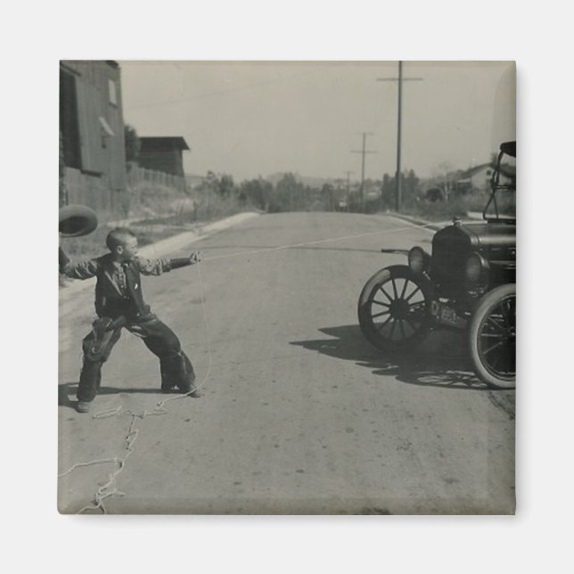 boy roped car magnet (Front)