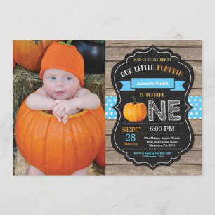 Boy Rustic Citrouille Invitation d'anniversaire