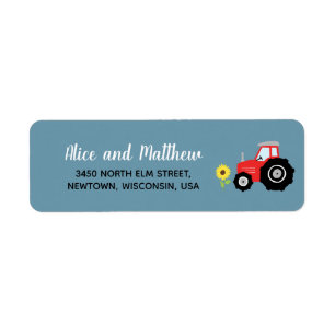 Boy Rustic Farm Tractor Baby shower Retour Adresse