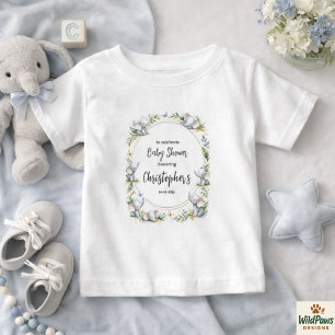 Boy’s Elephant Watercolor Baby Shower –Blue Safari T-Shirt