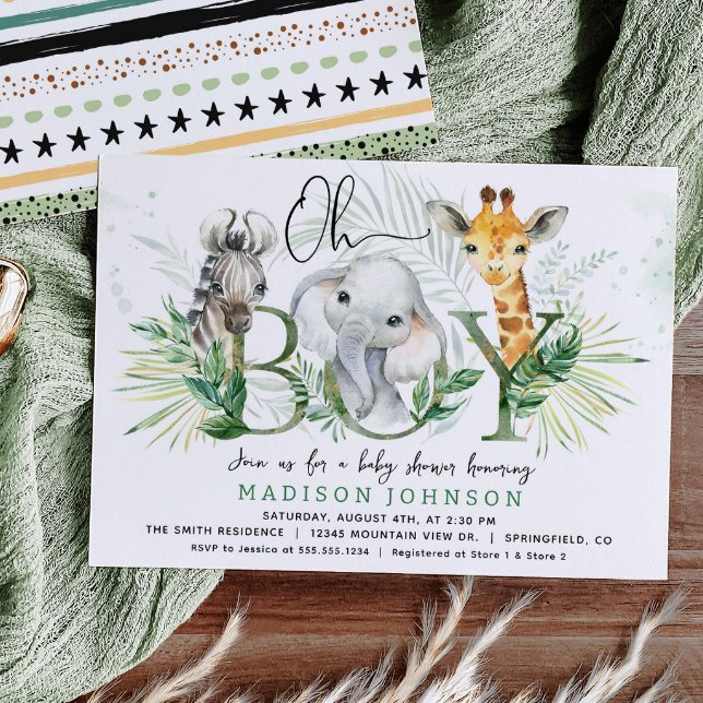 Boy Safari Baby Shower Invitation (Creator Uploaded)