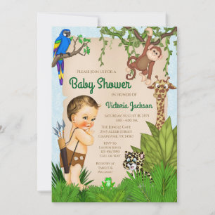 Boy Safari Jungle Baby Shower Invitation