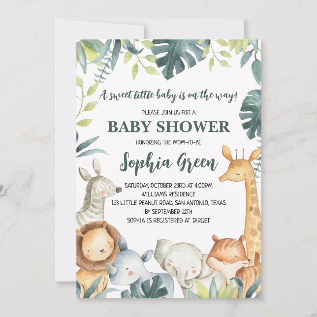 Boy Safari Jungle Baby Shower Invitation (Front)